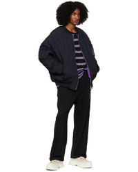 Juun.J Purple Black Striped Long Sleeve T Shirt
