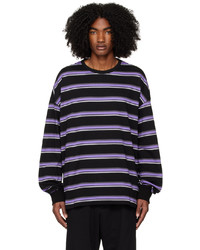 Juun.J Purple Black Striped Long Sleeve T Shirt