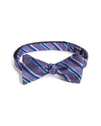 Violet Horizontal Striped Silk Bow-tie