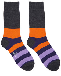 Violet Horizontal Striped Socks