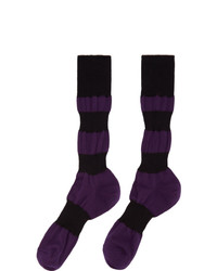 Homme Plissé Issey Miyake Purple And Black Panelled Socks