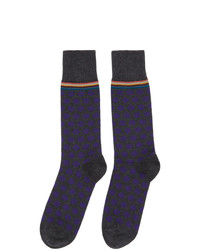 Paul Smith Two Pack Grey And Purple Stripes And Dots Socks