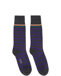 Paul Smith Two Pack Grey And Purple Stripes And Dots Socks