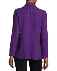 Misook Houndstooth Two Button Jacket Bright Purple