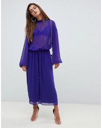 ASOS DESIGN Jumpsuit With Balloon Sleeve And Tie Back Detail In Chiffon