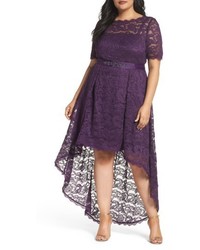 Adrianna Papell Plus Size Lace Highlow Dress