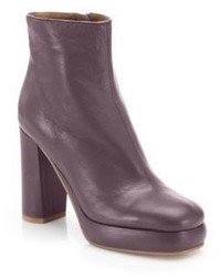 Violet Leather Ankle Boots