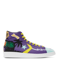 Converse Blue And Purple Chinatown Market Edition Lakers Pro Leather Hi Sneakers