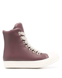 Rick Owens High Top Padded Leather Sneakers