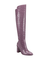 Violet Leather Knee High Boots