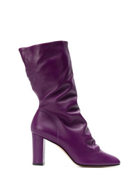 Violet Leather Mid-Calf Boots