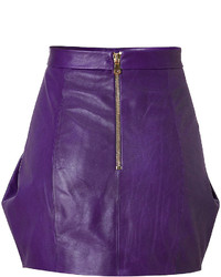 Balmain Leather Skirt In Violet