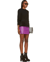 Alexander Wang T By Purple Leather Mini Skirt