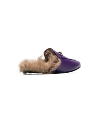 Gucci Purple Princetown Fur Lined Leather Mules