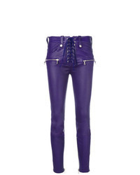 Violet Leather Skinny Pants