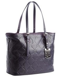 Longchamp Violet Leather Lm Cuir Tote With Pouchette
