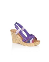 Violet Leather Wedge Sandals