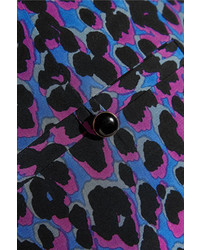Vanessa Seward Emmanuelle Leopard Print Silk Crepe De Chine Wide Leg Pants Purple
