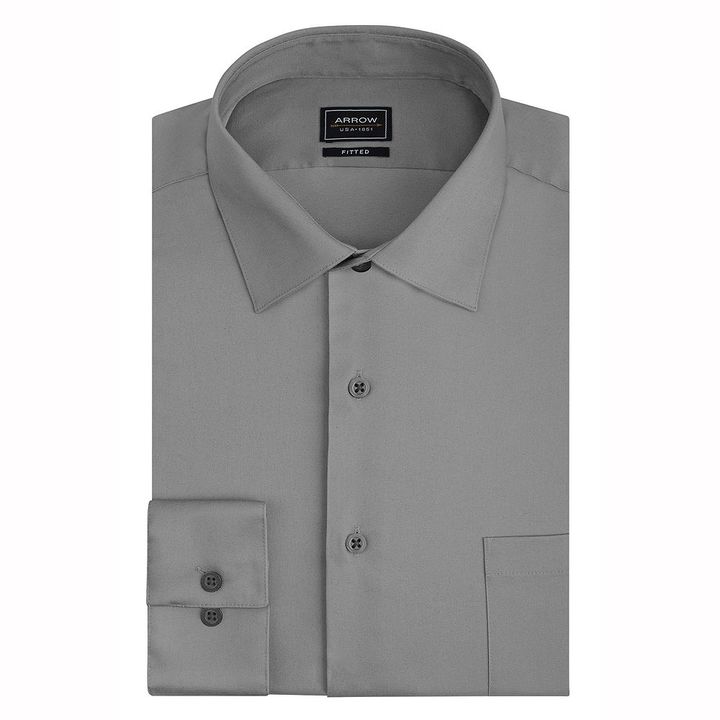 Arrow Fitted No Iron Sateen Spread Collar Dress Shirt, $45 | Kohl's ...