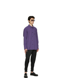 Issey Miyake Men Purple Cotton Drip Shirt