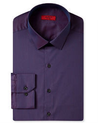 Alfani Red Fitted Purple Iridescent Solid Dress Shirt
