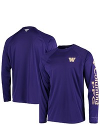 Columbia Pfg Purple Washington Huskies Terminal Tackle Omni Shade Long Sleeve T Shirt