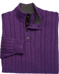 Executive Cotton 4 Button Mock Sweater