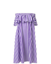 Maison Rabih Kayrouz Off Shoulder Striped Dress