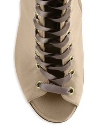 Gianvito Rossi Marie Satin Over The Knee Lace Up Peep Toe Boots