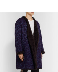 Needles Faux Fur Lined Wool Blend Jacquard Coat