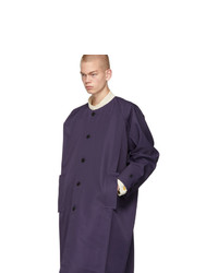 132 5. ISSEY MIYAKE Purple Collarless Long Coat