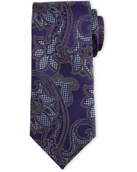 Ermenegildo Zegna Basketweave Paisley Print Silk Tie Purple