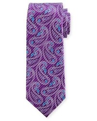 Ermenegildo Zegna Etched Paisley Silk Tie Purple