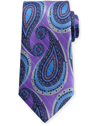 Ermenegildo Zegna Metallic Paisley Silk Tie Purple