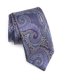 David Donahue Paisley Silk Tie In Purple At Nordstrom