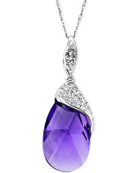 Kaleidoscope Sterling Silver Necklace Purple And White Crystal Drop Pendant With Swarovski Elets