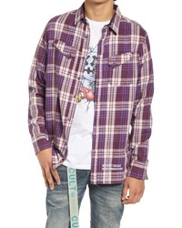 Cult of Individuality Land Of The Free Plaid Cotton Graphic Button Up Shirt