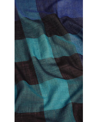 Burberry Colour Block Check Wool Silk Scarf