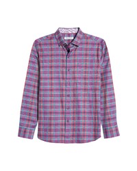 Violet Plaid Silk Long Sleeve Shirt