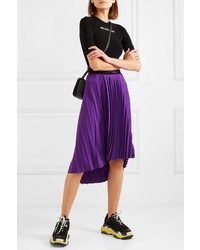 Balenciaga Asymmetric Pleated Crepe Midi Skirt