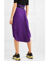 Balenciaga Asymmetric Pleated Crepe Midi Skirt