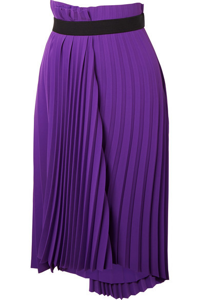 Balenciaga Asymmetric Pleated Crepe Midi Skirt, $1,490 | NET-A 