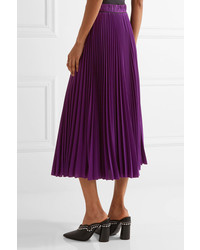 Marc Jacobs Pleated Crepe De Chine Midi Skirt Purple