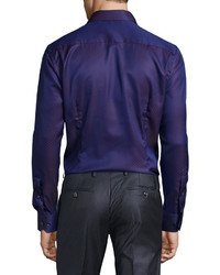 Eton Dot Print Long Sleeve Sport Shirt Dark Purple