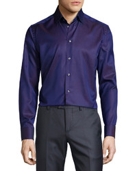 Eton Dot Print Long Sleeve Sport Shirt Dark Purple