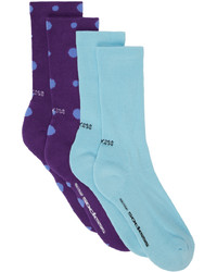 SOCKSSS Two Pack Purple Blue Rain Socks