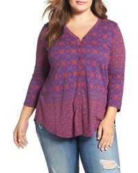 Lucky Brand Plus Size Mix Print Top