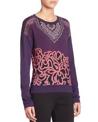 Violet Print Crew-neck Sweater