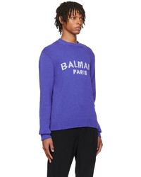 Balmain Blue Cotton Sweater