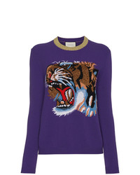 Gucci Wool Jumper With Knitted Tiger Motif